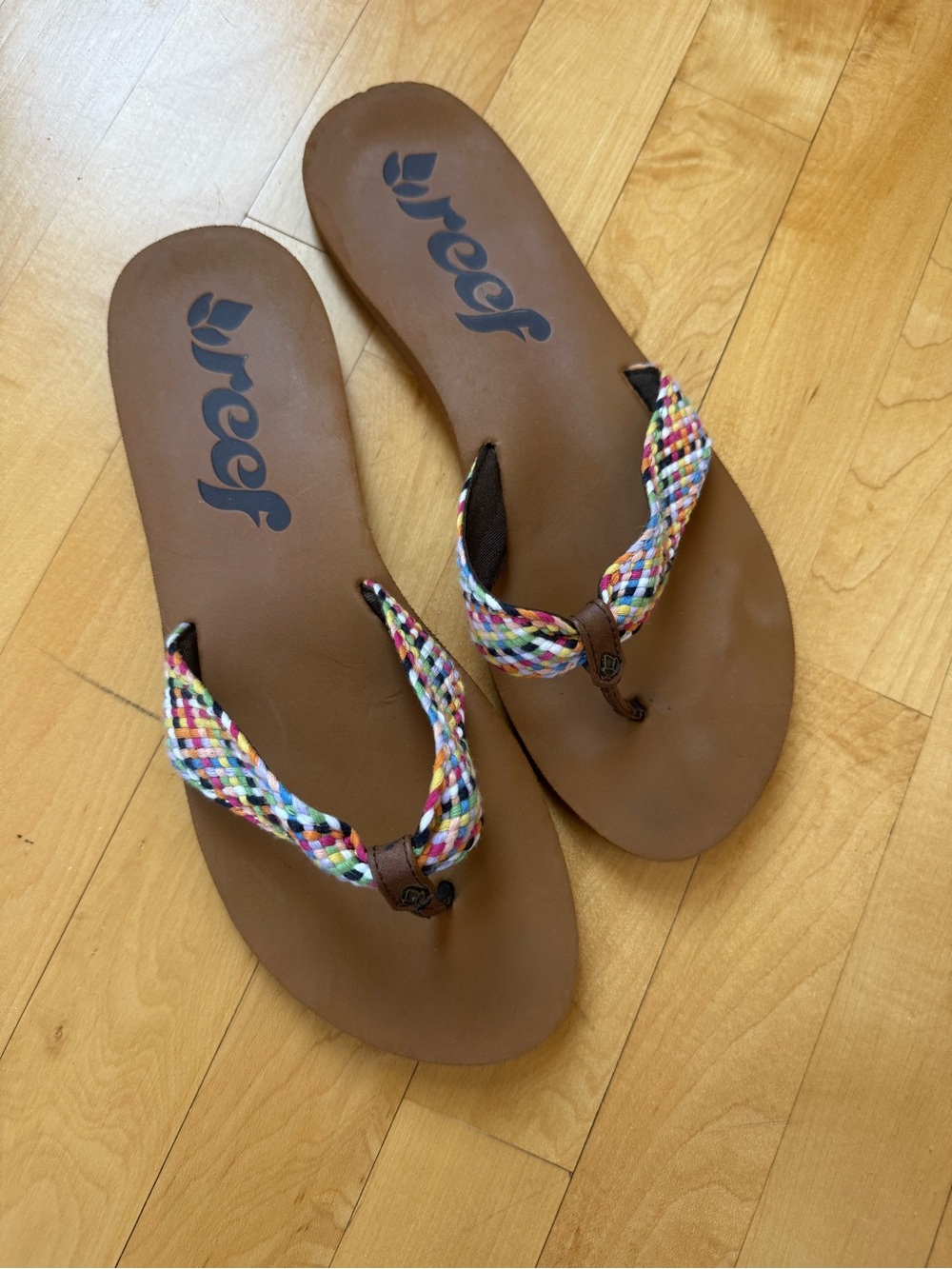 Reef Women's Brown Sandals with Multicolor Braided Straps - Picture 2 of 3